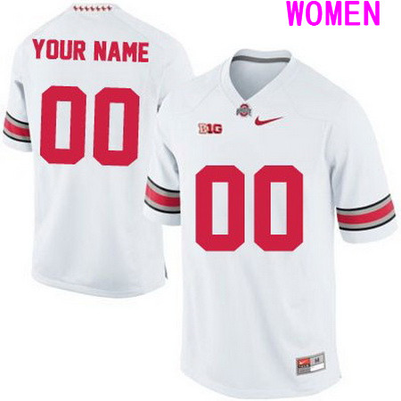 Women's Ohio State Buckeyes Custom College Football Nike White Limited Jersey