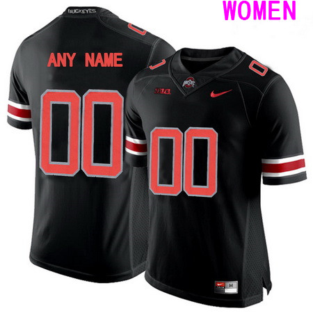 Women's Ohio State Buckeyes Custom College Football Nike Limited Jersey - Lights Black Out