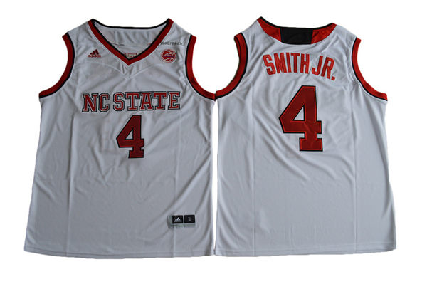 Men's NC State Wolfpack #4 Dennis Smith Jr. College Basketball Jersey - White