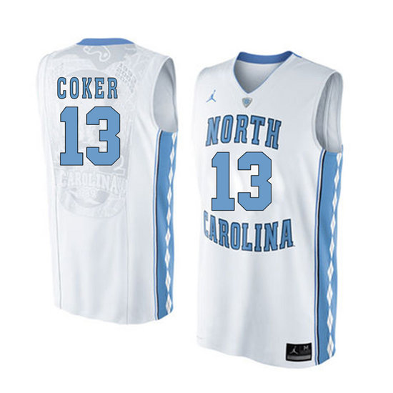 Men's North Carolina Tar Heels Kanler Coker 13 White Soul Swingman Basketball Jersey