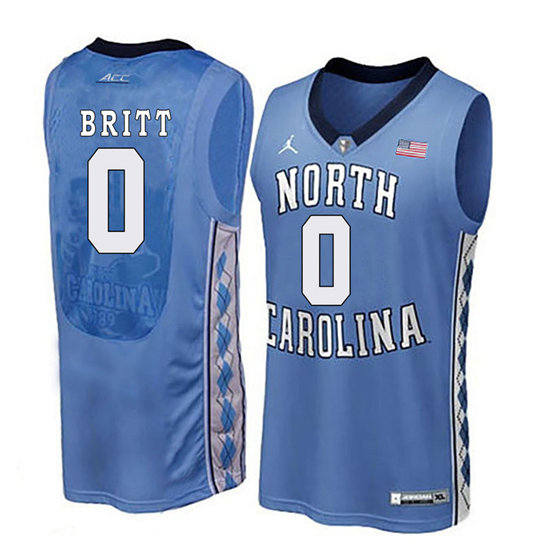 Men's North Carolina Tar Heels Nate Britt 0 Light Blue Soul Swingman Basketball Jersey