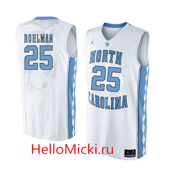 Men's North Carolina Tar Heels Aaron Rohlman 25 White Soul Swingman Basketball Jersey