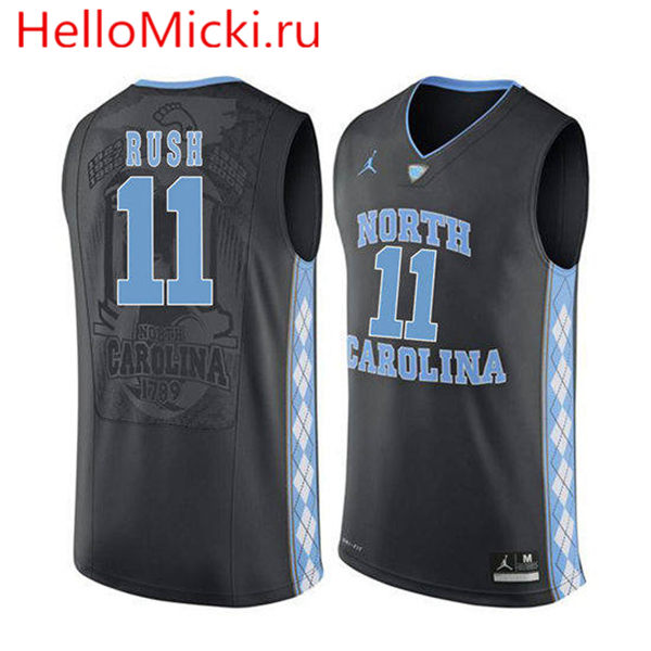 Men's North Carolina Tar Heels Shea Rush 11 Black Soul Swingman Basketball Jersey