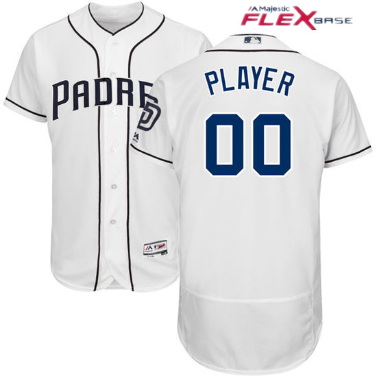 Men's San Diego Padres Majestic White Home Flex Base Authentic Collection Custom Jersey
