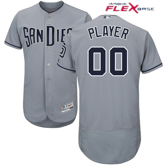 Men's San Diego Padres Majestic Gray Road Flex Base Authentic Collection Custom Jersey