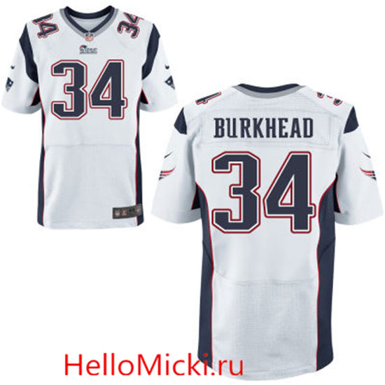 Men's New England Patriots #34 Rex Burkhead White Road Nike Elite Jersey
