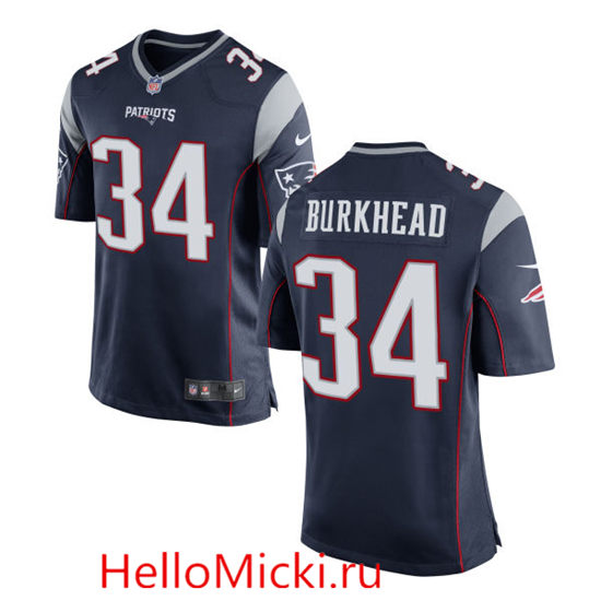 Men's New England Patriots #34 Rex Burkhead Navy Blue Team Color Nike Elite Jersey