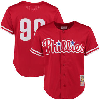 Men's Philadelphia Phillies Mitch Williams Mitchell & Ness Red 1993 Throwback Player Jersey