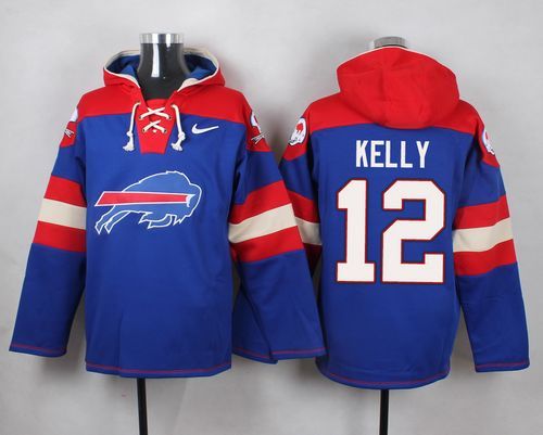 Nike Bills 12 Jim Kelly Blue Hooded Jersey