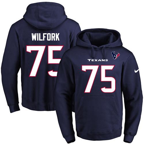 Nike Texans 75 Vince Wilfork Navy Men's Pullover Hoodie