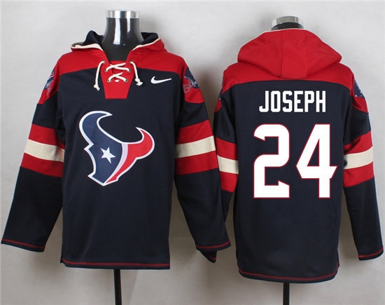 Nike Texans 24 Johnathan Joseph Navy Hooded Jersey