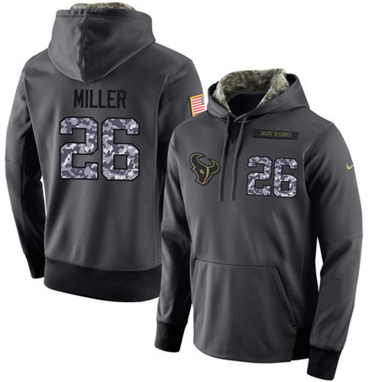 Nike Texans 26 Lamar Miller Anthracite Salute to Service Pullover Hoodie