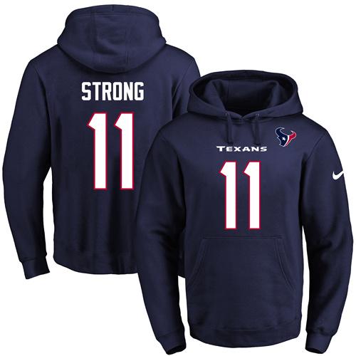 Nike Texans 11 Jaelen Strong Navy Men's Pullover Hoodie