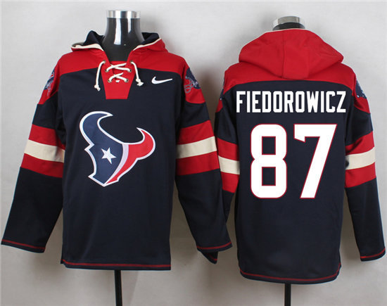 Nike Texans 87 C.J. Fiedorowicz Navy Hooded Jersey