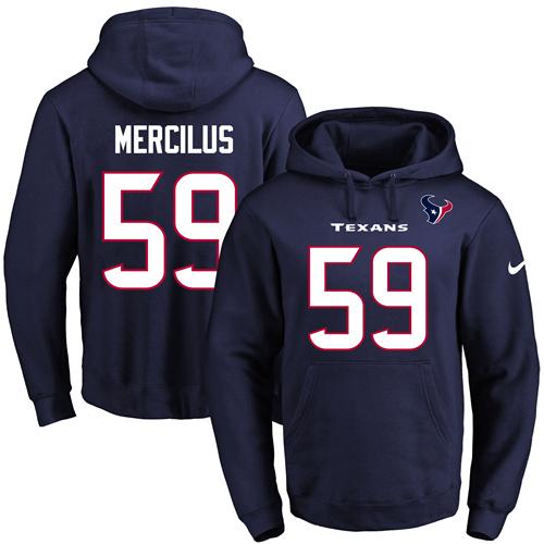 Nike Texans 59 Whitney Mercilus Navy Men's Pullover Hoodie