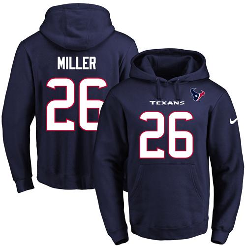 Nike Texans 26 Lamar Miller Navy Men's Pullover Hoodie