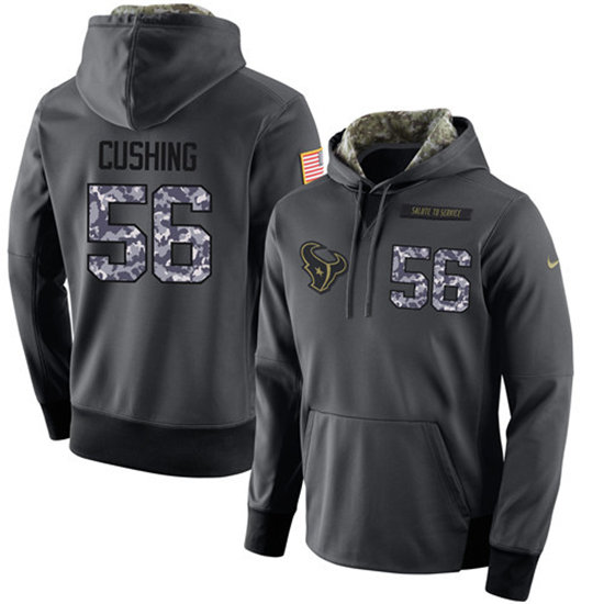 Nike Texans 56 Brian Cushing Anthracite Salute to Service Pullover Hoodie