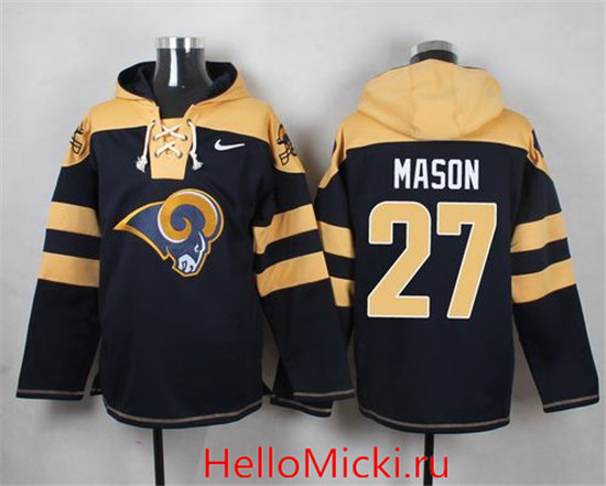 Nike Rams 27 Tre Mason Navy Blue Hooded Jersey