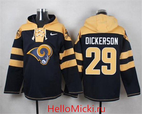 Nike Rams 29 Eric Dickerson Navy Blue Hooded Jersey