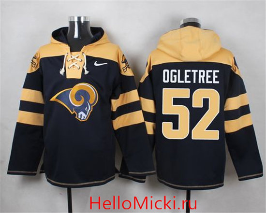 Nike Rams 52 Alec Ogletree Navy Blue Hooded Jersey