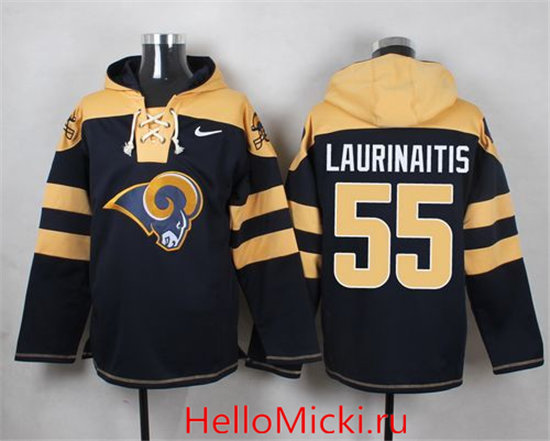 Nike Rams 55 James Laurinaitis Navy Blue Hooded Jersey