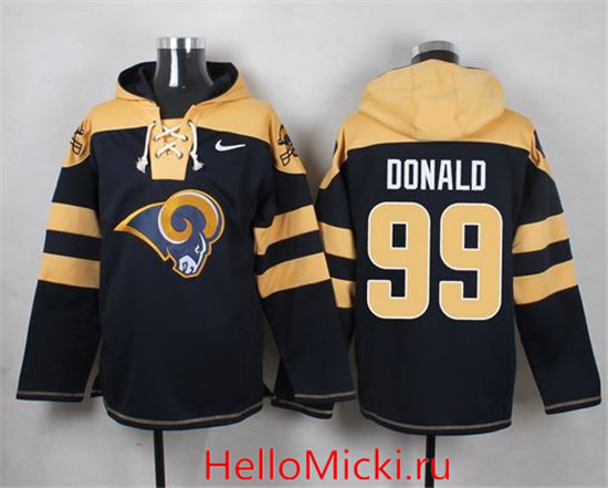 Nike Rams 99 Aaron Donald Navy Blue Hooded Jersey