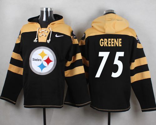 Nike Steelers 75 Joe Greene Black Hooded Jersey