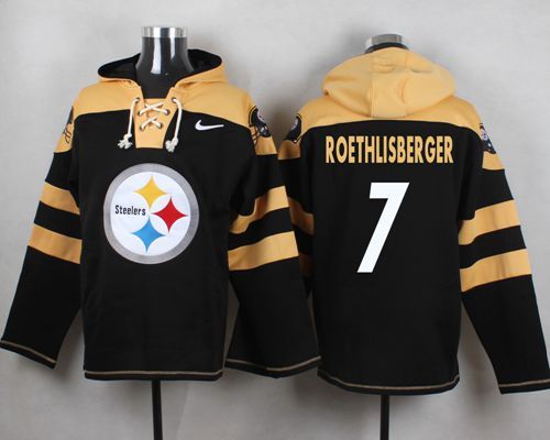 Nike Steelers 7 Ben Roethlisberger Black Hooded Jersey