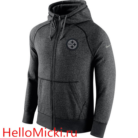 Nike Pittsburgh Steelers Heather Grey Gridiron Grey Full Zip Hoodie