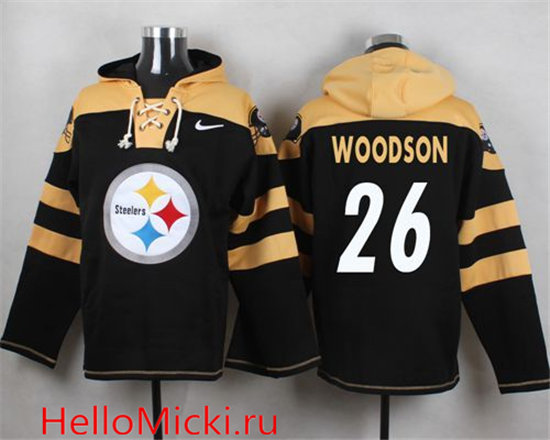 Nike Steelers 26 Rod Woodson Black Hooded Jersey