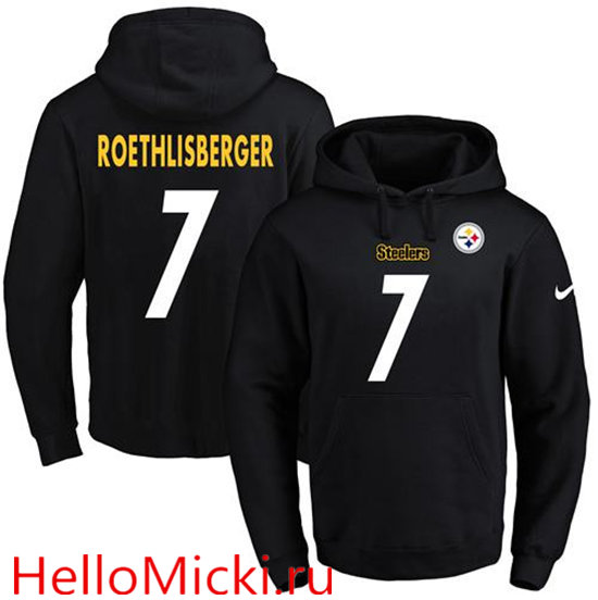 Nike Steelers 7 Ben Roethlisberger Black Men's Pullover Hoodie