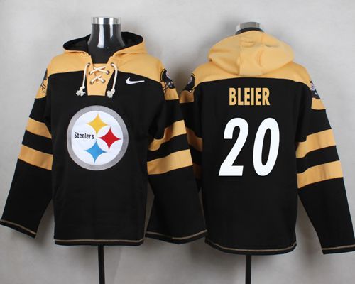 Nike Steelers 20 Rocky Bleier Black Hooded Jersey