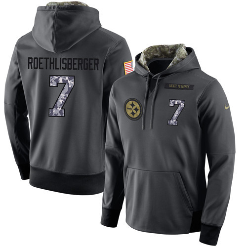 Nike Steelers 7 Ben Roethlisberger Anthracite Salute to Service Pullover Hoodie