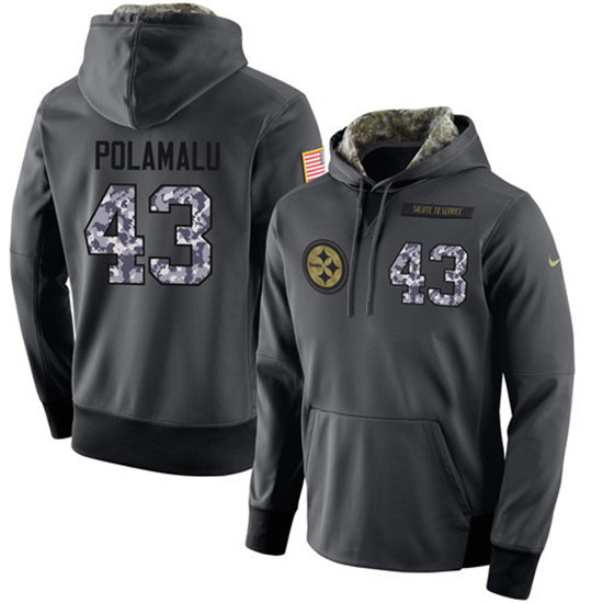 Nike Steelers 43 Troy Polamalu Anthracite Salute to Service Pullover Hoodie