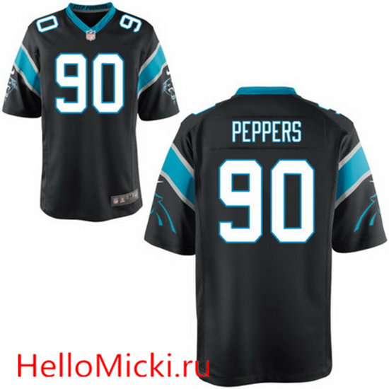 Men's Carolina Panthers #90 Julius Peppers Black Team Color Nike Elite Jersey