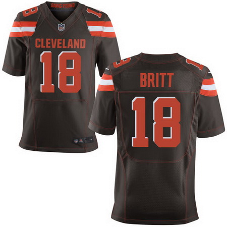Men's Cleveland Browns #18 Kenny Britt Brown Team Color Nike Elite Jersey