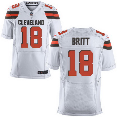 Men's Cleveland Browns #18 Kenny Britt White Road Nike Elite Jersey