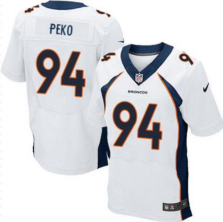 Men's Denver Broncos #94 Domata Peko Nike Home White Elite Football Jersey