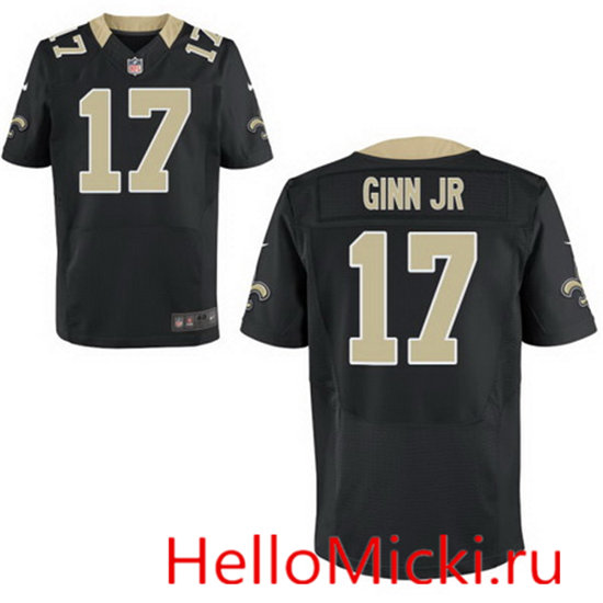 Men's New Orleans Saints #17 Ted Ginn Jr Black Team Color Nike Elite Jersey