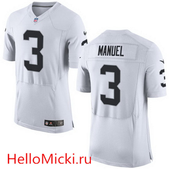 Men's Oakland Raiders #3 EJ Manuel Nike Elite White Jersey