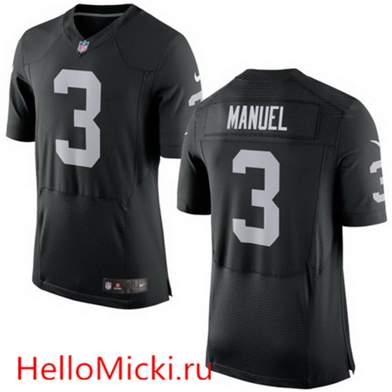Men's Oakland Raiders #3 EJ Manuel Nike Black Elite Jersey