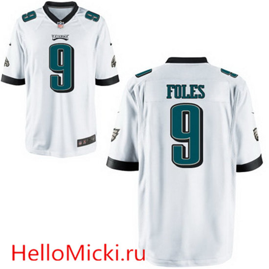 Men's Philadelphia Eagles #9 Nick Foles Nike Road White Elite Jersey