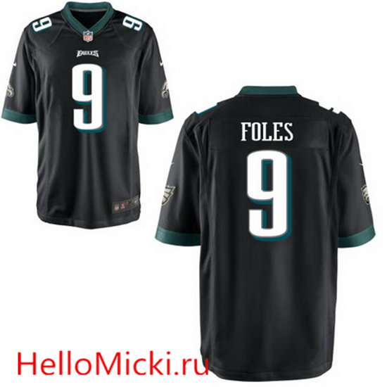 Men's Philadelphia Eagles #9 Nick Foles Alternate Black Nike Elite Jersey