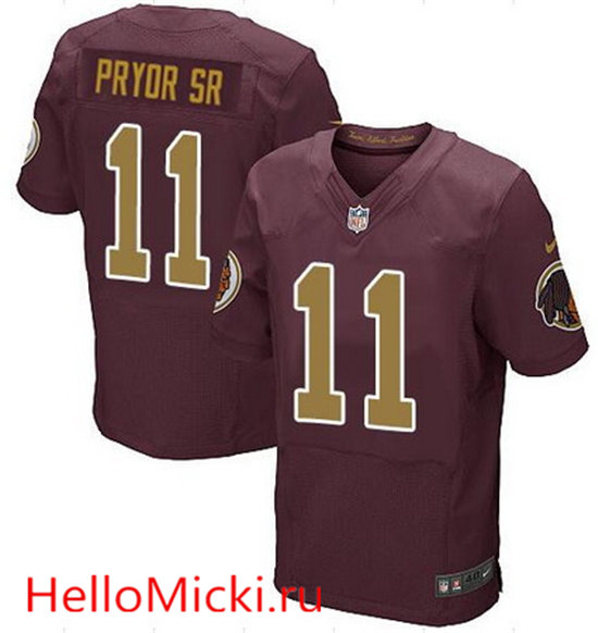 Men's Washington Redskins #11 Terrelle Pryor Nike Elite Burgundy Red with Gold Alternate Jersey