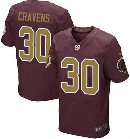 Men's Washington Redskins #30 Su'a Cravens Nike Elite Burgundy Red with Gold Alternate Jersey