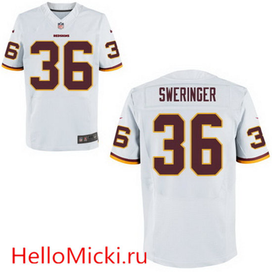Men's Washington Redskins #36 D.J. Sweringer Nike Elite White NFL Jersey