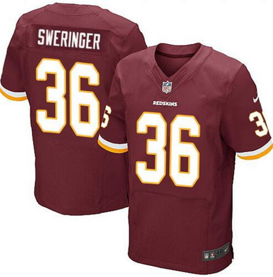 Men's Washington Redskins #36 D.J. Sweringer Nike Elite Burgundy Red Team Color NFL Jersey