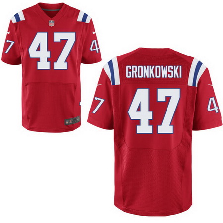 Men's New England Patriots #47 Glenn Gronkowski Alternate Red Elite Jersey