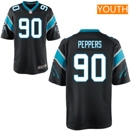 Youth Carolina Panthers #90 Julius Peppers Nike Game Home Black Jersey