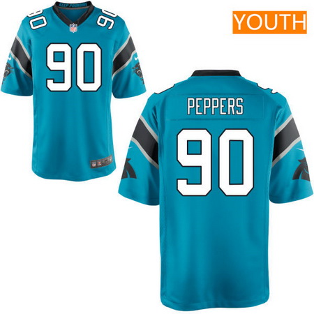 Youth Carolina Panthers #90 Julius Peppers Light Blue Alternate NFL Nike Game Jersey
